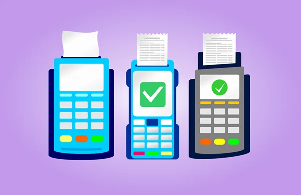 Payment terminal processing a customer credit card